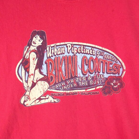 Urban Pipeline T Shirt Mens Extra Large Red Bikini Contest Judge Retro Beach - Picture 2 of 10